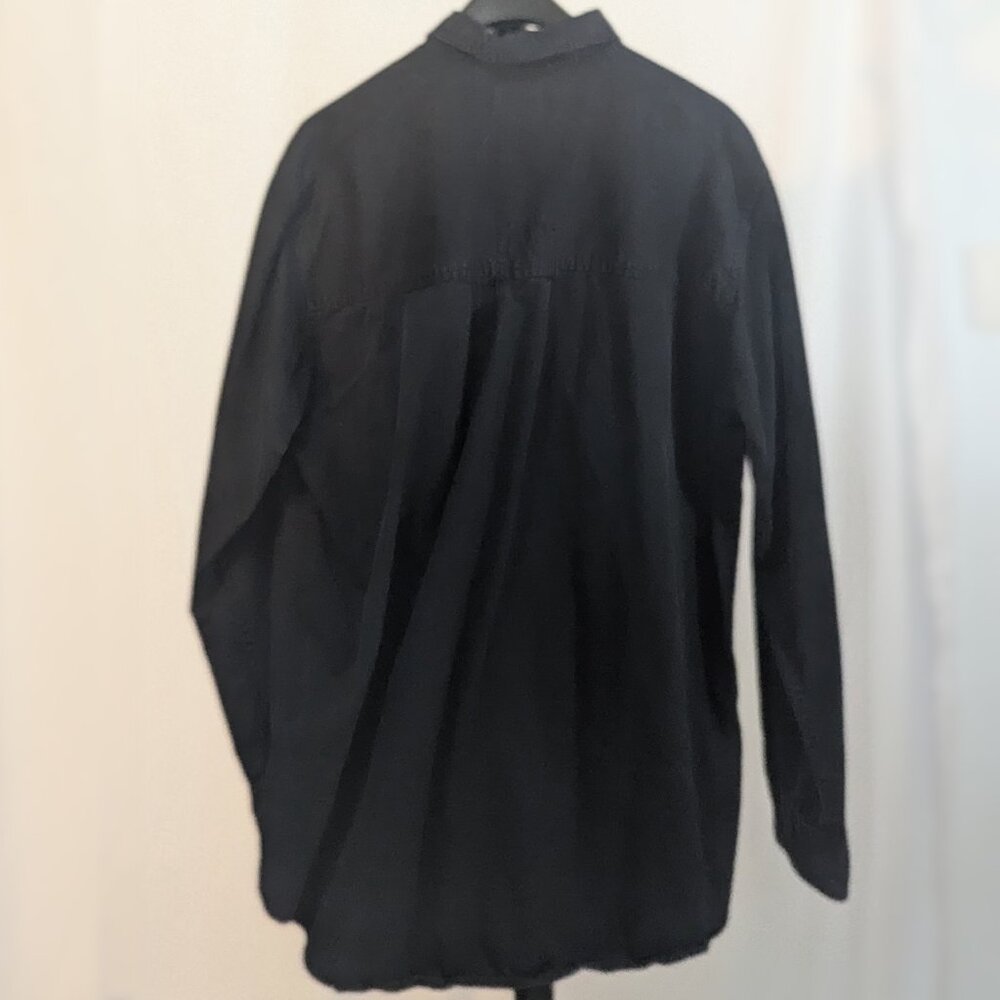 CHAPS Mens Size L Washed Black Button-Down - Picture 2 of 7
